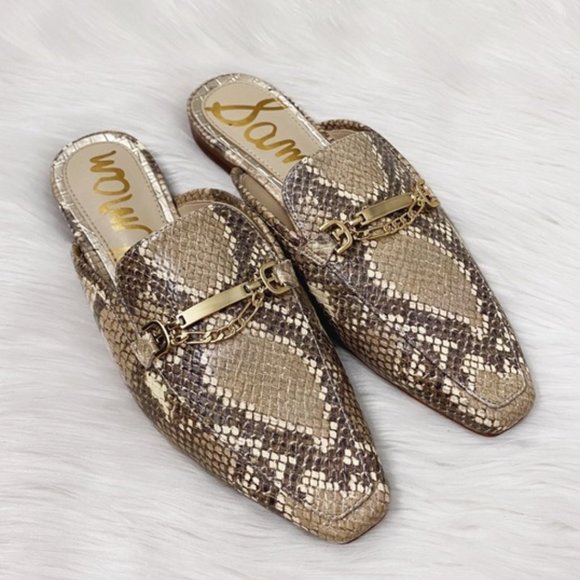 Sam Edelman Shoes - Sam Edelman Sz 6 Evelan Wheat Python Snake Mule Flats